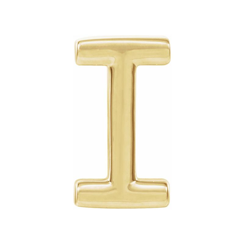 Single, 14k Yellow Gold Initial I Post Earring, 4.5 X 8mm